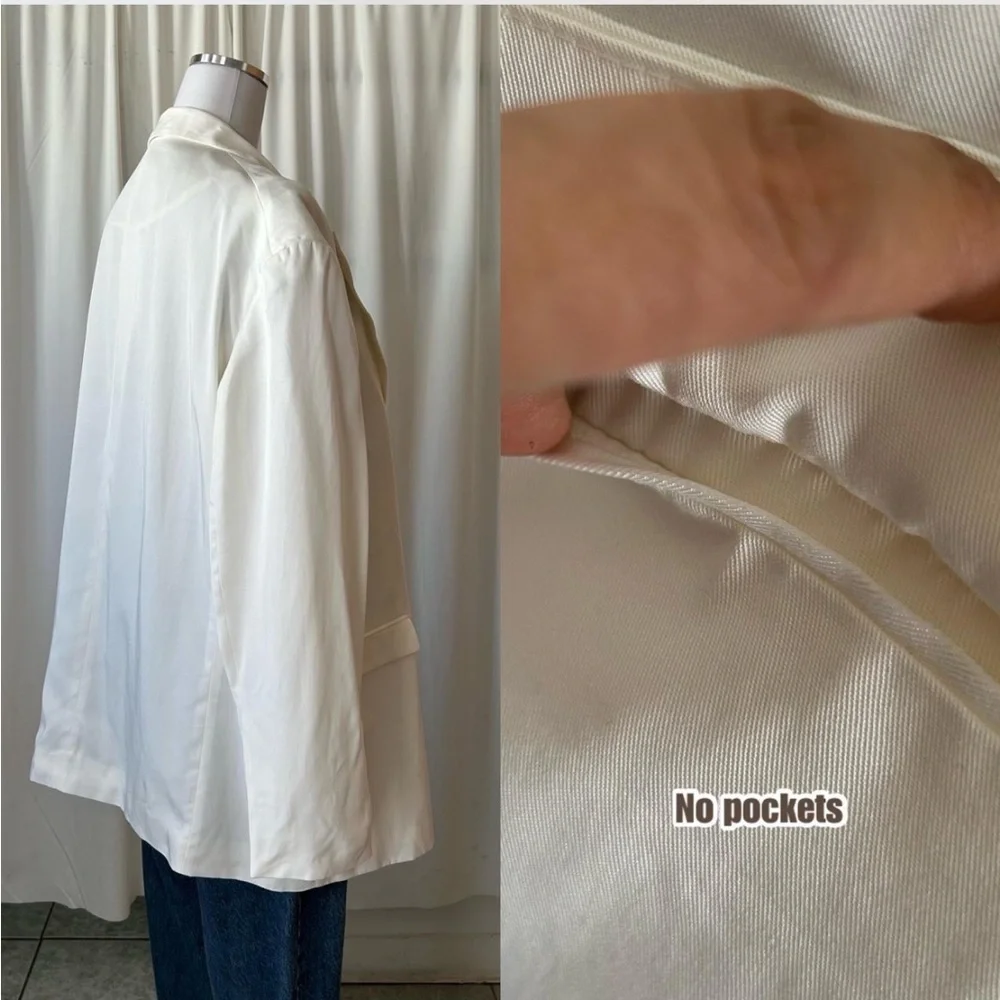 Monki Oversized Blazer in White. - Picture 6 of 8
